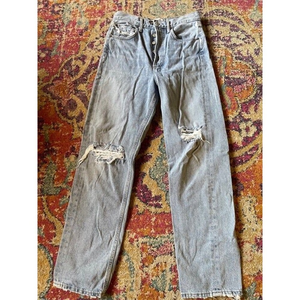 AGOLDE 90s Pinch Waist Distressed High Rise Straight Leg Jeans